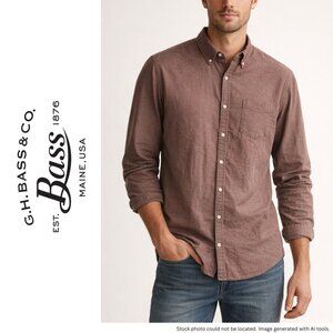 G.H. Bass & Co. Men's Medium Maroon Cotton Oxford Long Sleeve Button Down Shirt